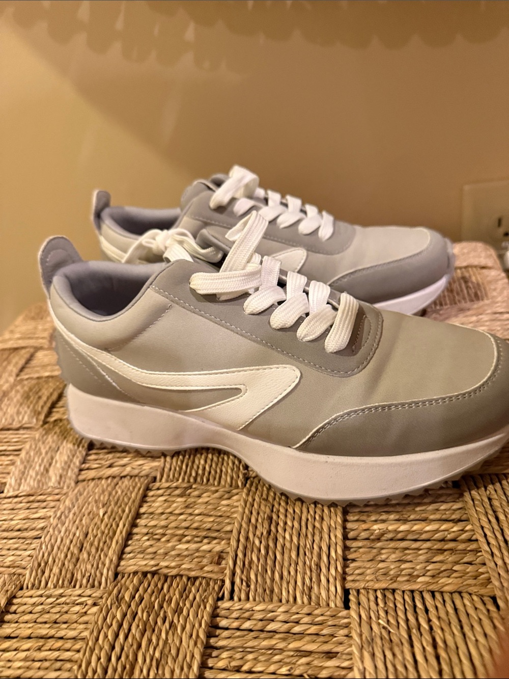 Dolce Vita Gray and White Platform Sneakers